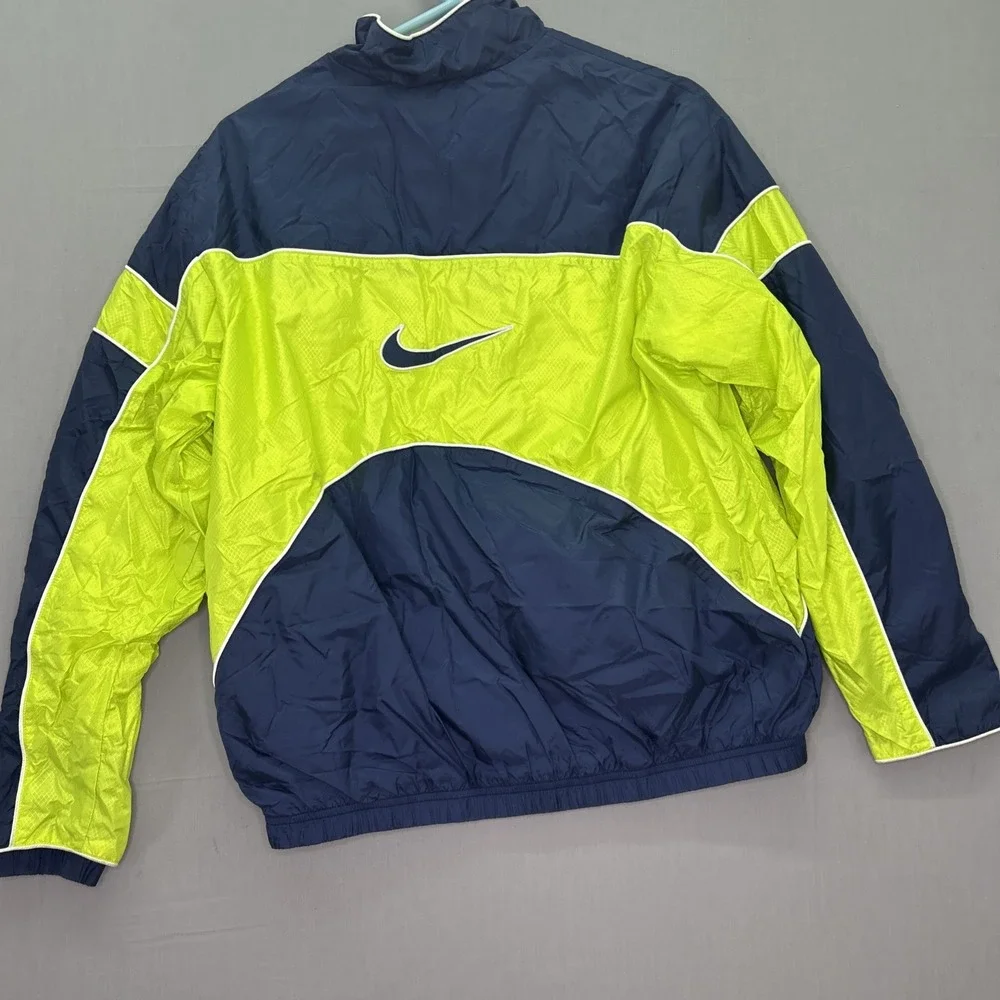VTG Nike Big Kids Boys Windbreaker Size M 8-10 Neon Green Blue Zip Up Jacket Y2K